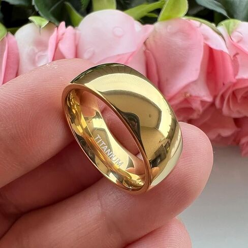 6mm 8mm Silver/Gold Titanium Rings for Men Women Fashion Jewelry Engagement Wedding Bands Domed Polished Shiny Comfort Fit in Saudi Arabia