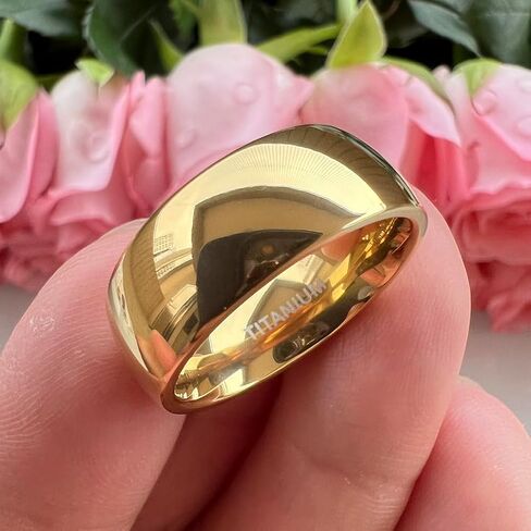 6mm 8mm Silver/Gold Titanium Rings for Men Women Fashion Jewelry Engagement Wedding Bands Domed Polished Shiny Comfort Fit in Saudi Arabia