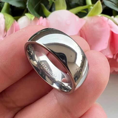 6mm 8mm Silver/Gold Titanium Rings for Men Women Fashion Jewelry Engagement Wedding Bands Domed Polished Shiny Comfort Fit in Saudi Arabia