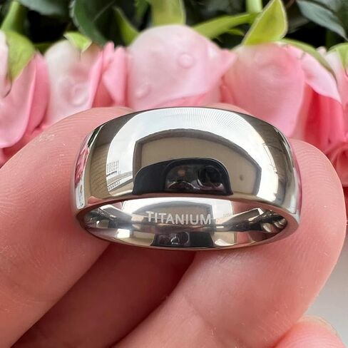 6mm 8mm Silver/Gold Titanium Rings for Men Women Fashion Jewelry Engagement Wedding Bands Domed Polished Shiny Comfort Fit in Saudi Arabia