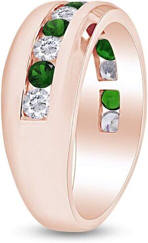 Affy Round Cut محاكاة الزمرد و White Cubic Zirconia Mens الذكرى السنوية الخاتم في 14K Gold مطلي 925 STERLING SILVER in Kuwait