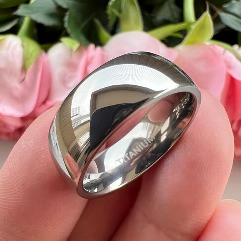 6mm 8mm Silver/Gold Titanium Rings for Men Women Fashion Jewelry Engagement Wedding Bands Domed Polished Shiny Comfort Fit in Saudi Arabia