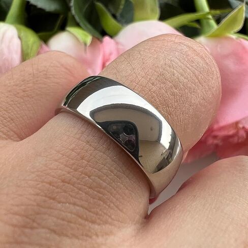 6mm 8mm Silver/Gold Titanium Rings for Men Women Fashion Jewelry Engagement Wedding Bands Domed Polished Shiny Comfort Fit in Saudi Arabia