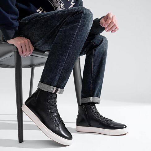 Jousen Men's Casual Shoes High Top Premium Leather Fashion Sneakers Dress Boots for Men in Saudi Arabia