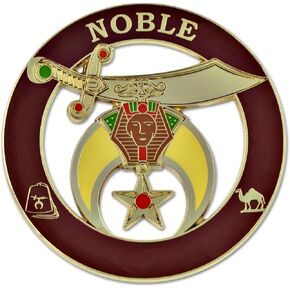 Noble Shriner Masonic Auto Emblem - [Burgundy & Gold] [3 '' 'القطر]