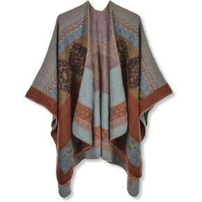 Womens Winter Cashmere Shawl Shawn Boncho Cape Style Style Open Front Cardigan Blant