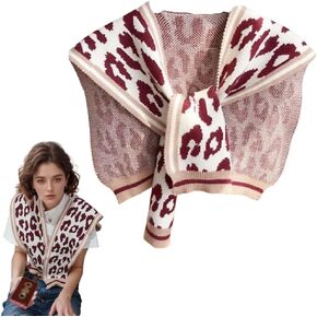 BESTHAVE Leopard Color Block Knit Poncho Cape - Women's Blanket Shawl for Spring, Autumn, and Winter Fashion Scarf