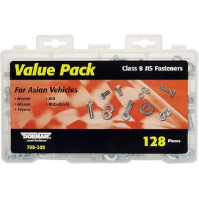 Dorman 799-305 Metric Class 8 Hardware Value Pack- Asian Vehicles- 15 Sku's- 128 Pieces, 128 Pack Universal Fit