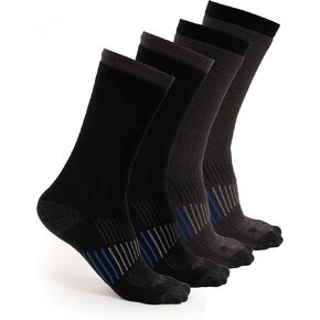 Men's Cushioned Moisture-Wicking Crew Socks (4-Pack) Mid-Weight Work Socks Moisture-Wicking, Arch Support, Fits Sizes 6-12
