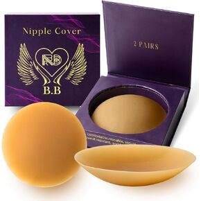 BRANDBOY 2 Pairs Nipple Covers Silicone Pasties, Cakes Body, Seamless, Adhesive, Sticky Reusable For Women With Travel Box