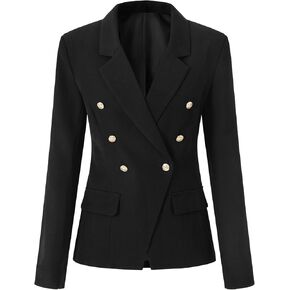 Vrtige Women's Casual Blazer Open Front Lapel Button Long Sleeve Work Office Jacket Suit