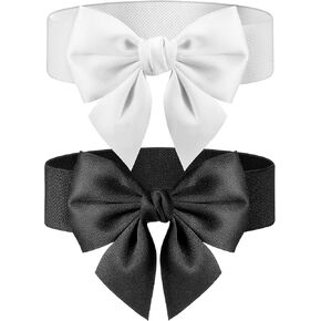 2 Pcs Bow Bow Belt with Elastic Design for Dresses Vintage Stretch Cinch Belts, Ideal as Party Dress Accessories