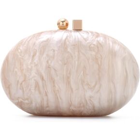 Oweisong Acrylic Clutch Purse for Women Marbel Shell Clutch Wedding Evening Bags Pearl Beaded Shoulder Handbag