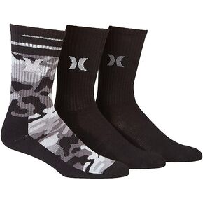 Hurley H1161990019-11 Men's 3pk Mens Half Terry Crew Sock Black 9-11 Black 9-11