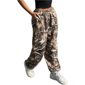 Makemechic Women's Camo Jogger Baggy Pants مرنة الخصر غير الرسمي غير الرسمي للعروع الرياضية مع جيوب