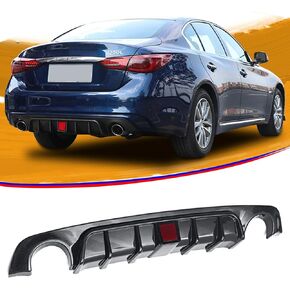 Q50 Infiniti Rear Diffuser Compatible with 2014-2017 Infiniti Q50 Rear Diffuser Painted Carbon Fiber Rear Lower Bumper Lip with Real Brake Light