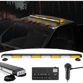 Wsays 50" COB LED Roof Top Strobe Light Bar Double Side-Amber/White with Digital Display Controller Compatible with Trucks Pickup SUV Boat Vehicle