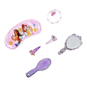 Luv Her Princess Sleepover Set 6 Pcs 1 Purple Sleeping Mask 1 Bedtime Size Hair Brush 1 Bedtime Size Hand Held Mirror 2 Hair clips 1 Crystal Beaded Bracelet Girls Sleepover Gift Dress
