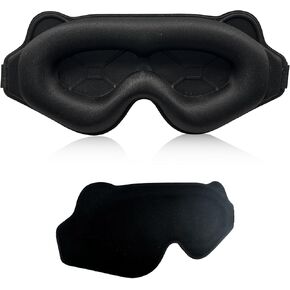 Sleep Mask for Side Sleeper, Zero Pressure Eye Mask for Men Women, 3D Contoured Light Blocking Sleep Eye Mask, Adjustable and Travel Comfort