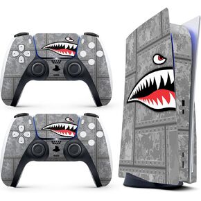 HK Studio Funny Shark Decal Sticker Skin Specific Cover for PS5 Disc Edition - Waterproof, No Bubble, Including 2 Controller Skins and Console Skin in Kuwait