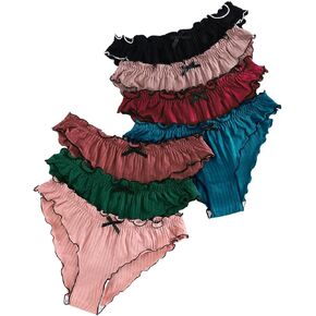 GORGLITTER Women's 7 Pack Bow Invisible Underwear Frilly Seamless Thongs No Show Panties
