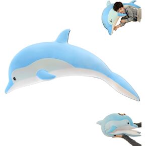 Dolphin Stuffed Animals Cuddle Pillow,43" Giant Stuffed Plush Animal Pillow Soft Marine Ocean Plush Dolphin Gifts for Every Age（Pink）