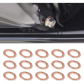 15PCS Oil Drain Plug Gasket, Drain Plug Washer, 14mm Copper Crush Washers Oil Sealing Gasket, Car Accessories Oil Pan Drain Plug Crush Washer Replacement for OEM PN Part 007603-014106