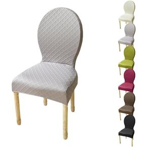 Round Back Dining Chairs Slipcovers Special-Shaped Dining Table Chair Cover Modern Style Kitchen Chair Cover Diamond Check Jacquard Chair Protectors Covers for Hotel Restaurant,A 4pcs