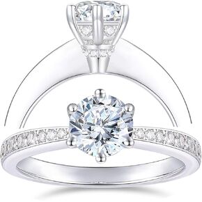 14K GOLD D COLL 1 CARAT MOISSANITE RINGS للنساء ، خاتم الخطوبة مويسانيت ، حلقات خطوبة الكاتدرائية للنساء