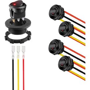 5 PCS دراجة نارية من 3 أسنان مفتاح الروك الدائري ، IP20 مقاوم للغبار 12V ميني ميني مفتاح العين مع الضوء الأحمر ، مفتاح ABS المعدل مع نقطة اللمس الحساسة ، عالمي لمعظم دراجة نارية للسيارات (أسود)