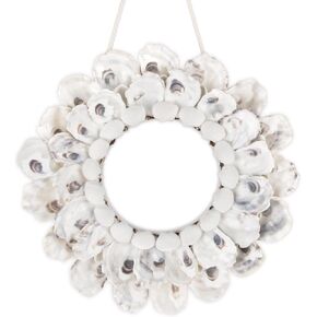 Oyster Shell Wreath - Handmade Sea Shell Beach Wreath, Coastal Style Christmas Decor Wreaths for Home Decor, Door, Window, Kitchen Cabinet, Chair and Wall
