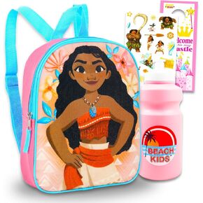 Disney Moana Mini Backpack for Kids - Bundle with 11" Canvas Moana Backpack with Water Bottle, Stickers, More | Moana Backpack Purse Set for Girls, Boys