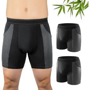 Carer Mens BesonneAnctwear infereaint of the bladder تسرب حماية 80 مل من ملابس البول للرجال للرجال قابلة للتنفس تسرب الملابس الداخلية للرجال شورتات البول البولية (الأسود/الأزرق ، ل)