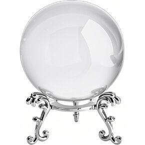 Clear Crystal Ball with Stand Healing Crystals for Home Decor Divination Mystical Photography Prop Gift 2.3"/6cm