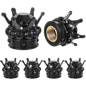 6pcs صمام الإطارات جذع ، أغطية صمام إطارات العجلة الكريستالية المصنوعة يدويًا يدويًا ، تغطي أغطية جذع من النحاس النحاسية ، أغطية الهواء الجذعية الجذعية ملحقات السيارة (أسود)