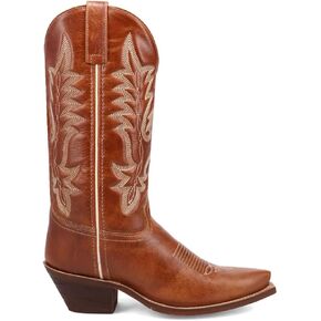 Laredo Womens Carly Embroirdered Snip Toe Pull On Casual Boots Mid Calf Low Heel 1-2" - Brown