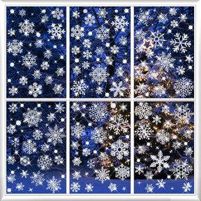 123 Pcs Christmas Window Clings, Christmas Decorations Window Clings for Glass Windows, Double Sided Static Christmas Window Stickers for Window Decals (9 Sheets)