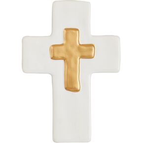 Mud Pie Ceramic and Gold Cross, Thick