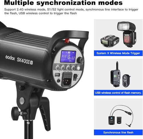 Godox SK400II-V 400Ws Photo Studio Strobe Flash Monolight Light with Bowens Mount &Lamp Head, 10W LED Modeling Lamp for Studio, Shooting, Location and Portrait Photography -110V in Saudi Arabia