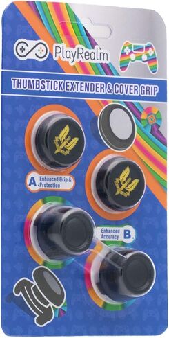 Playrealm FPS Thumbstick Extender Rubber Silicone Grip Cover 2 Sets for PS5 Dualsenese & PS4 Controller (Rainbow) in Saudi Arabia