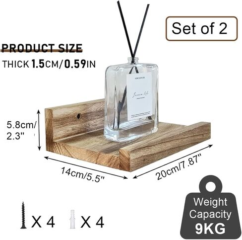 Z metnal Small Decor Shelves, Mini Floating Wooden Display Wall Shelf for Smart Speaker WiFi Collectables, Sauna Shelves, Wood, Wall Mounted, 8 x 5.5 inch, 2 Pack in Kuwait