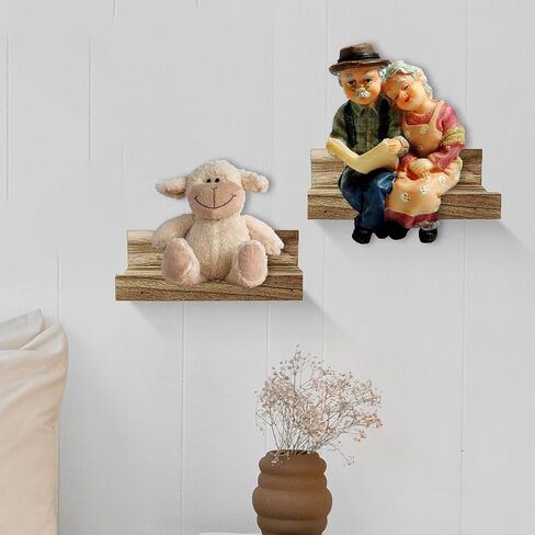 Z metnal Small Decor Shelves, Mini Floating Wooden Display Wall Shelf for Smart Speaker WiFi Collectables, Sauna Shelves, Wood, Wall Mounted, 8 x 5.5 inch, 2 Pack in Kuwait