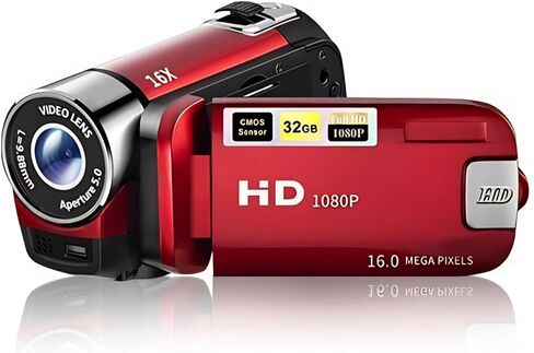 Video Camera Camcorder, 1080P 16MP DV Camera Vlogging Recorder, 2.7in TFT 270 Degree Rotatable 16X Zoom Digital Camera for Teens Students Boys Girls Gift (Red) in Saudi Arabia