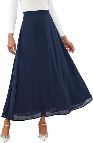 SweatyRocks Women's Chiffon High Waisted Flowy Long Skirts Casual Solid A line Maxi Skirt in Saudi Arabia