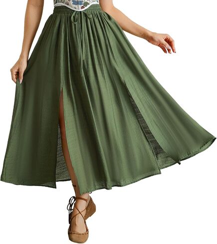 Scarlet Darkness Maxi Skirts for Women Renaissance Slit Flowy Skirt with Pockets in Saudi Arabia