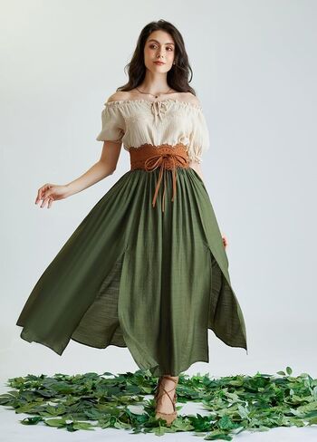 Scarlet Darkness Maxi Skirts for Women Renaissance Slit Flowy Skirt with Pockets in Saudi Arabia