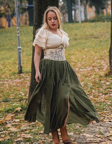 Scarlet Darkness Maxi Skirts for Women Renaissance Slit Flowy Skirt with Pockets in Saudi Arabia