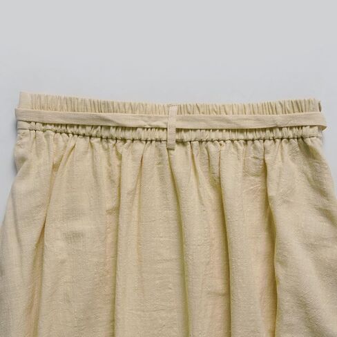 تنورة من الكتان النسائي تنورة مرنة الخصر A-Line Maxi مع جيوب in Kuwait