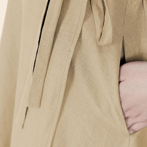 تنورة من الكتان النسائي تنورة مرنة الخصر A-Line Maxi مع جيوب in Kuwait