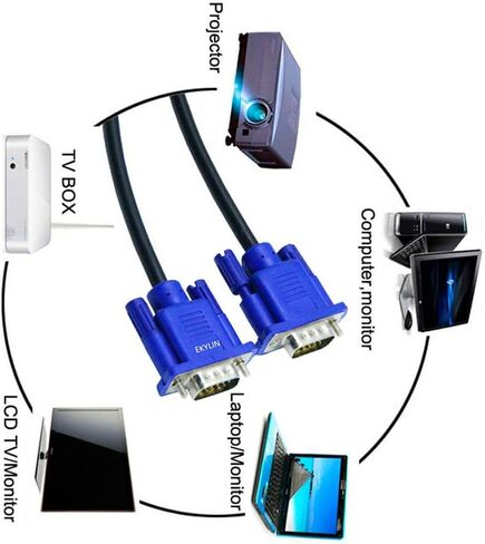 EKYLIN VGA to VGA Video Cable 1.5m / 5ft for Computer PC Laptop to Monitor Screen Projector with VGA Plug Port in Saudi Arabia